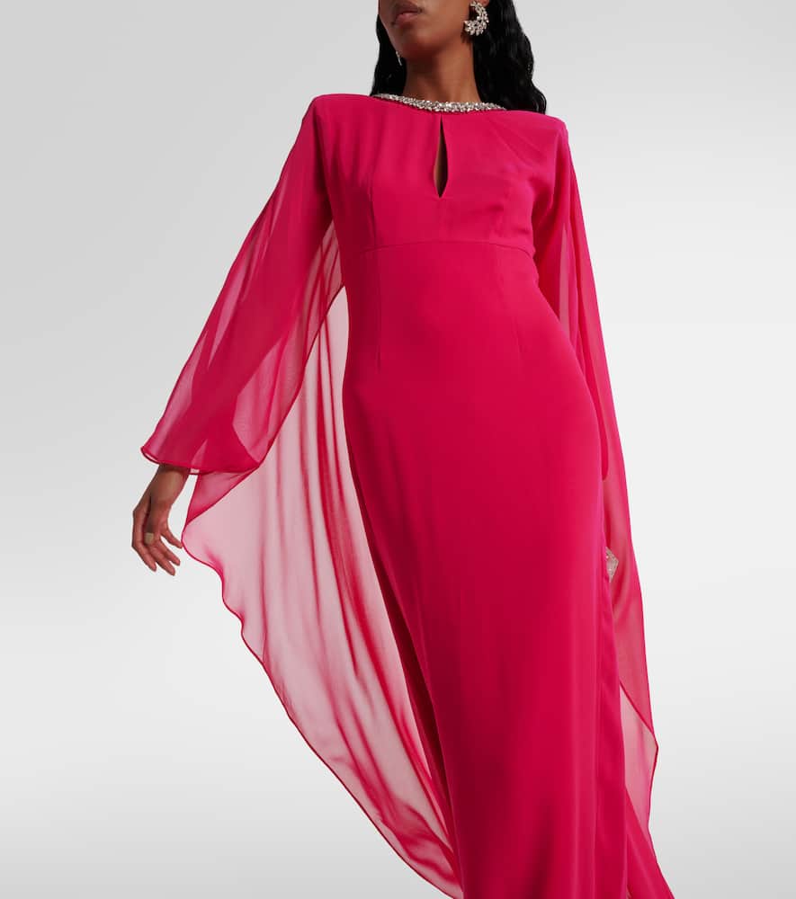 Roland Mouret Embellished silk chiffon gown