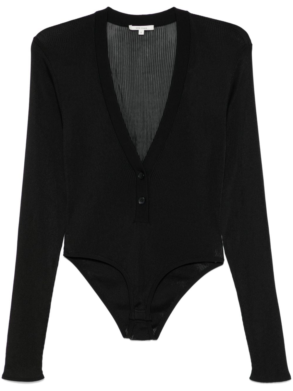 Fine-ribbed bodysuit - Black