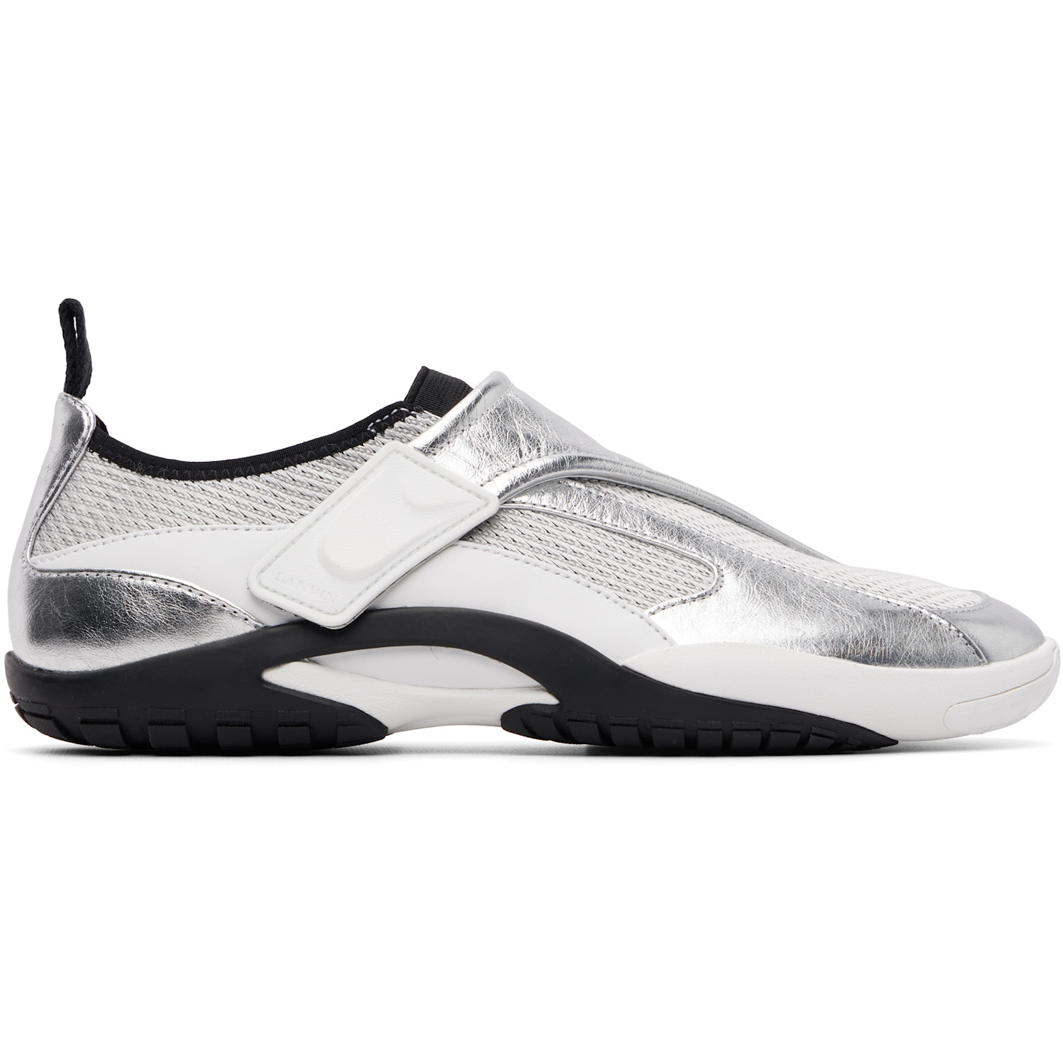 Silver LNV1 Crinkled Metallic Leather Sneakers