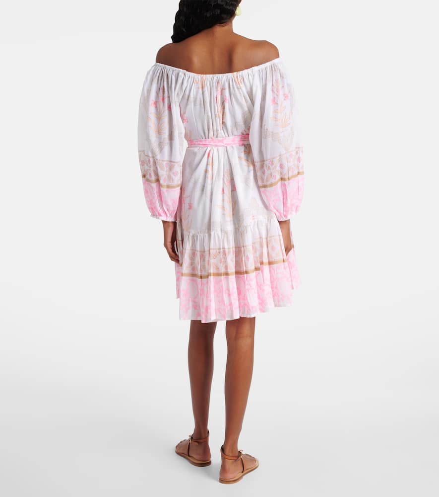 Printed off-shoulder cotton minidress