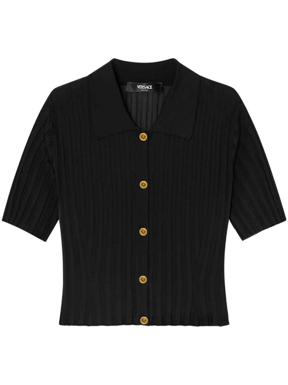 Button-up knitted shirt - Black