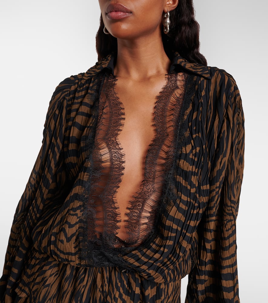 Zebra-print chiffon mini dress