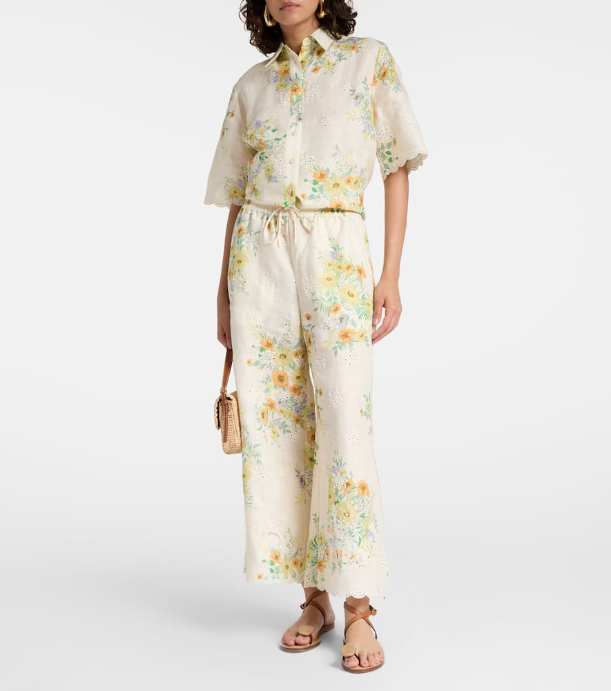 Alémais Juliette floral linen wide-leg pants