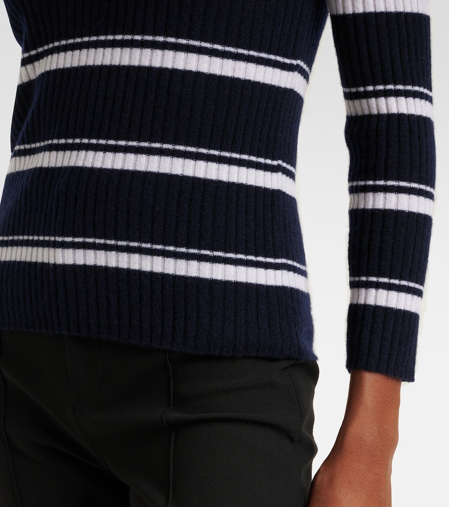 Striped cashmere and silk polo sweater