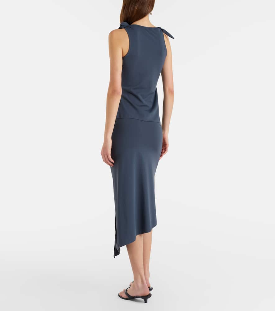 Floral-appliqué jersey midi skirt