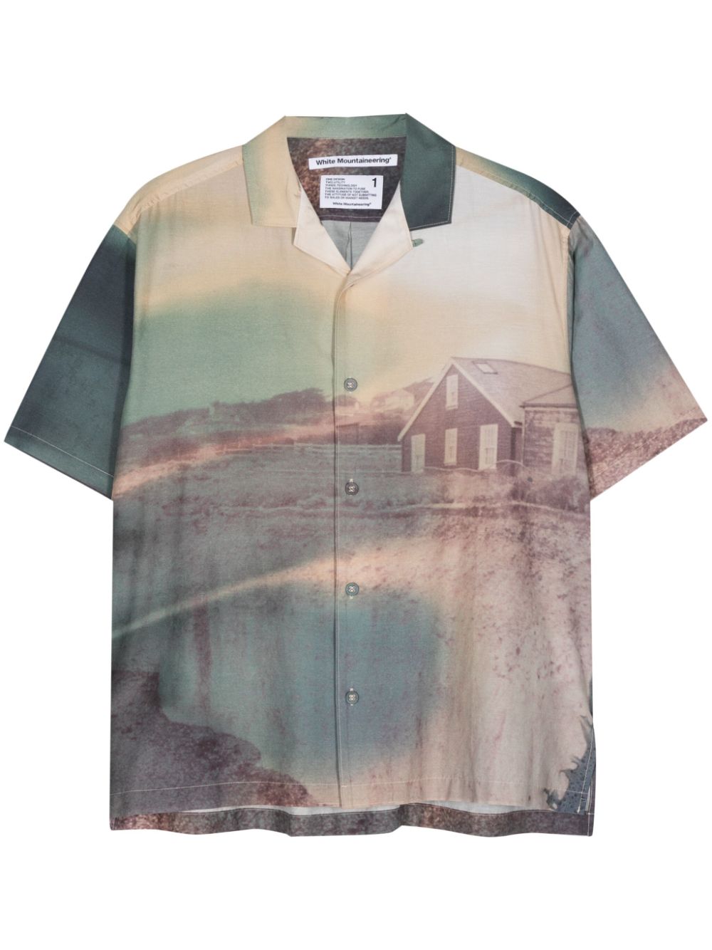 Photograph-print cotton-silk blend shirt - Blue