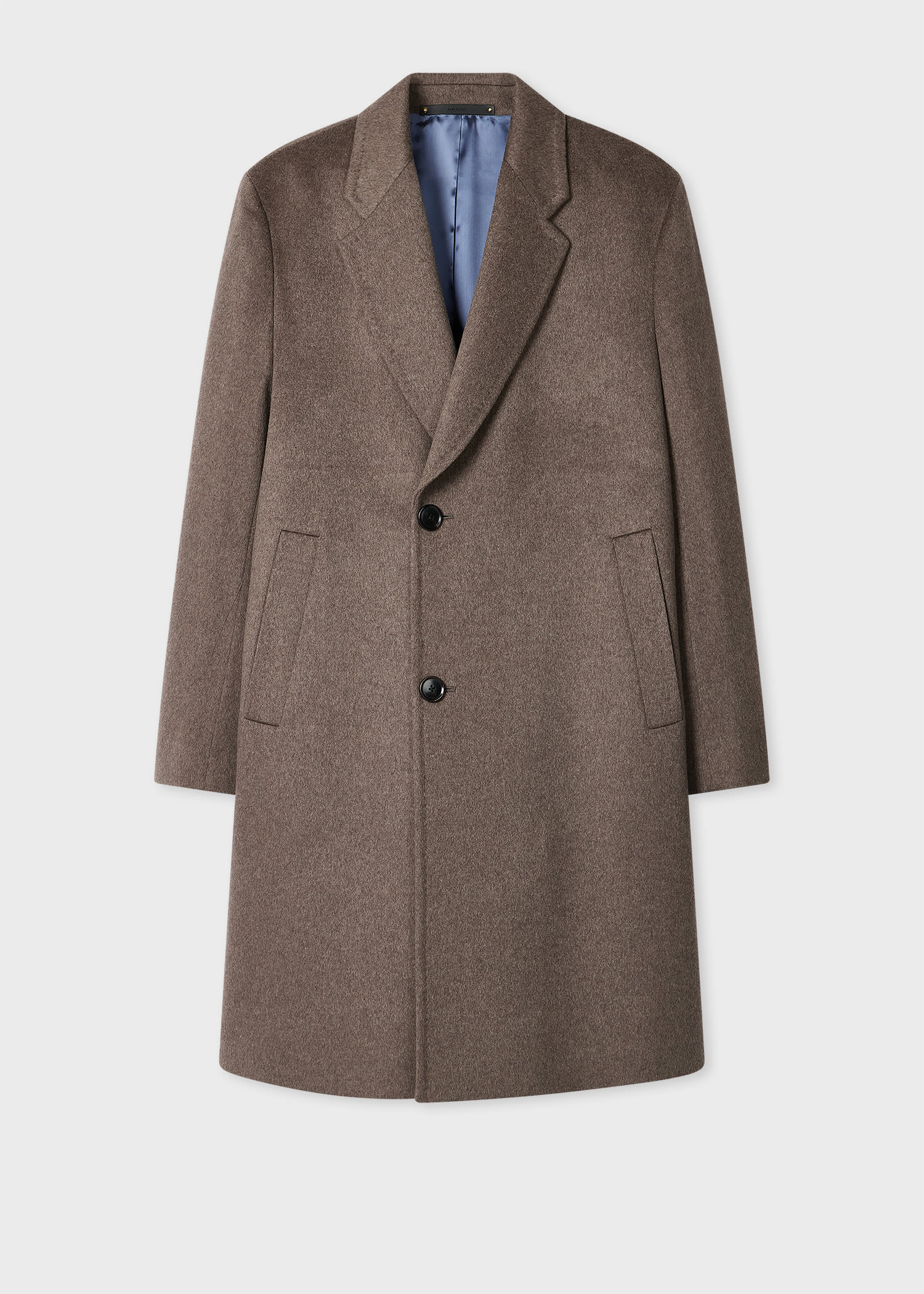 Taupe Wool-Cashmere Overcoat Grey