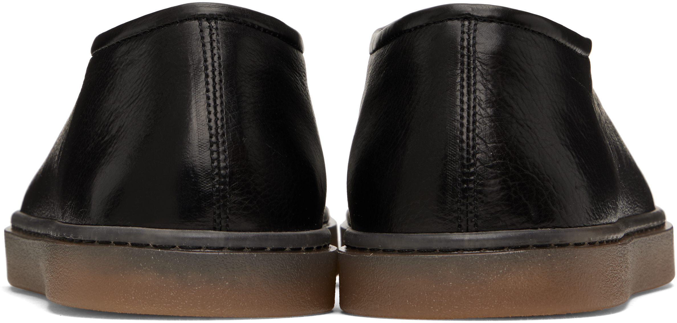 LEMAIRE Black Linoleum Piped Loafers