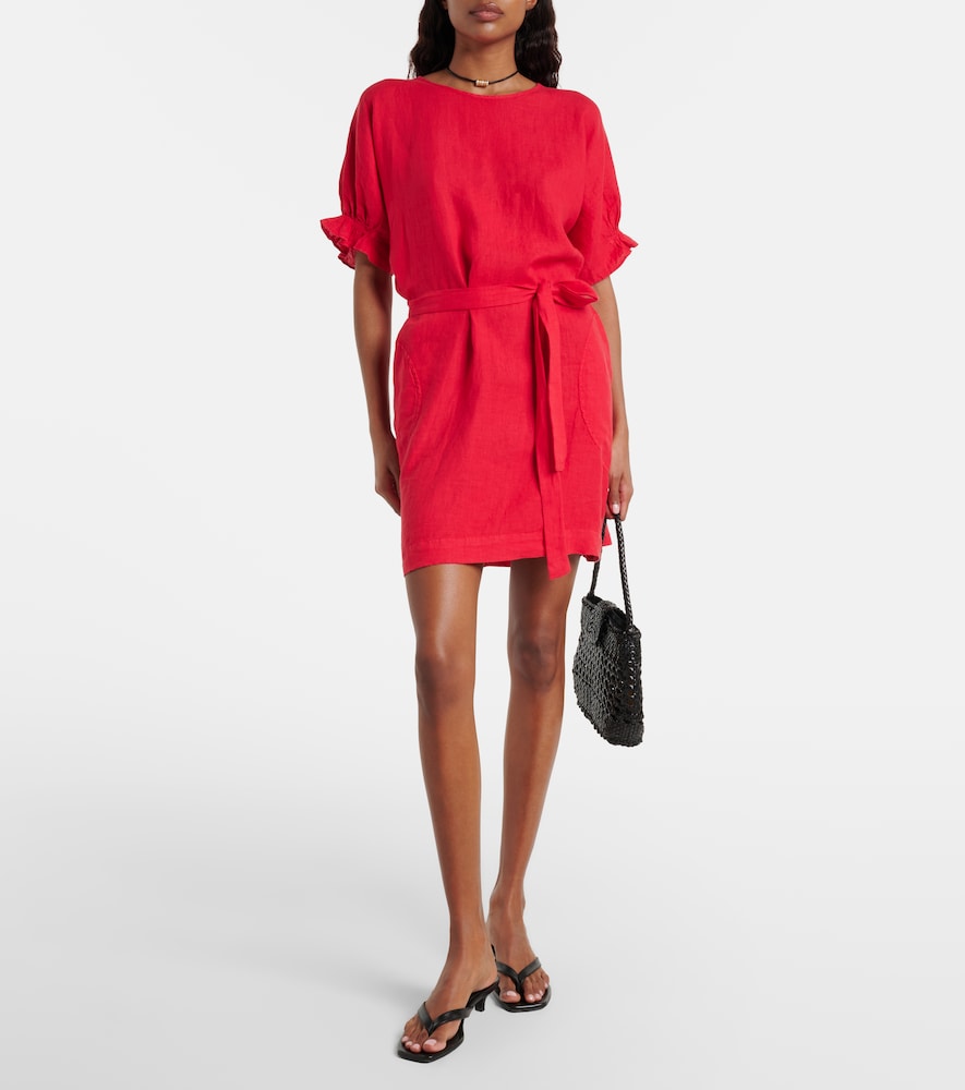 Vivian belted linen minidress