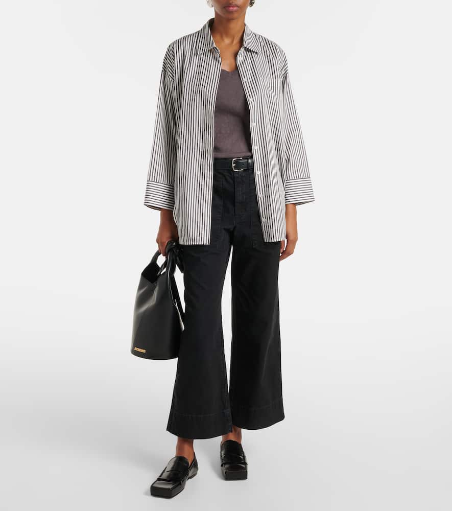 Velvet Mid-rise cotton canvas wide-leg pants