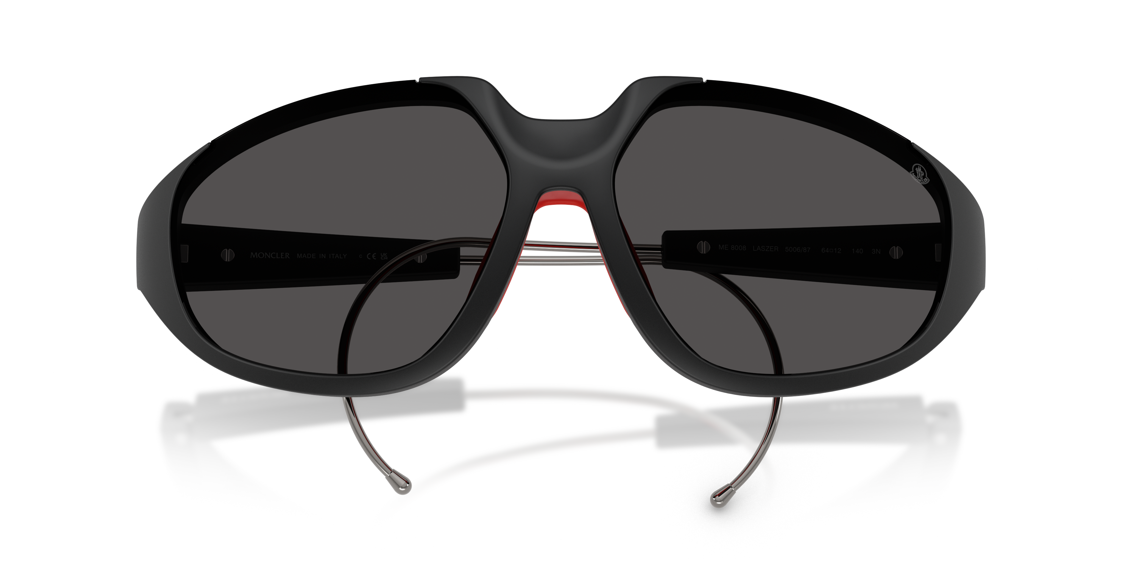 Moncler Unisex Moncler ME8008 LASZER 500687 Gafas de sol Inyectado Negro Gris Geométrico Norma