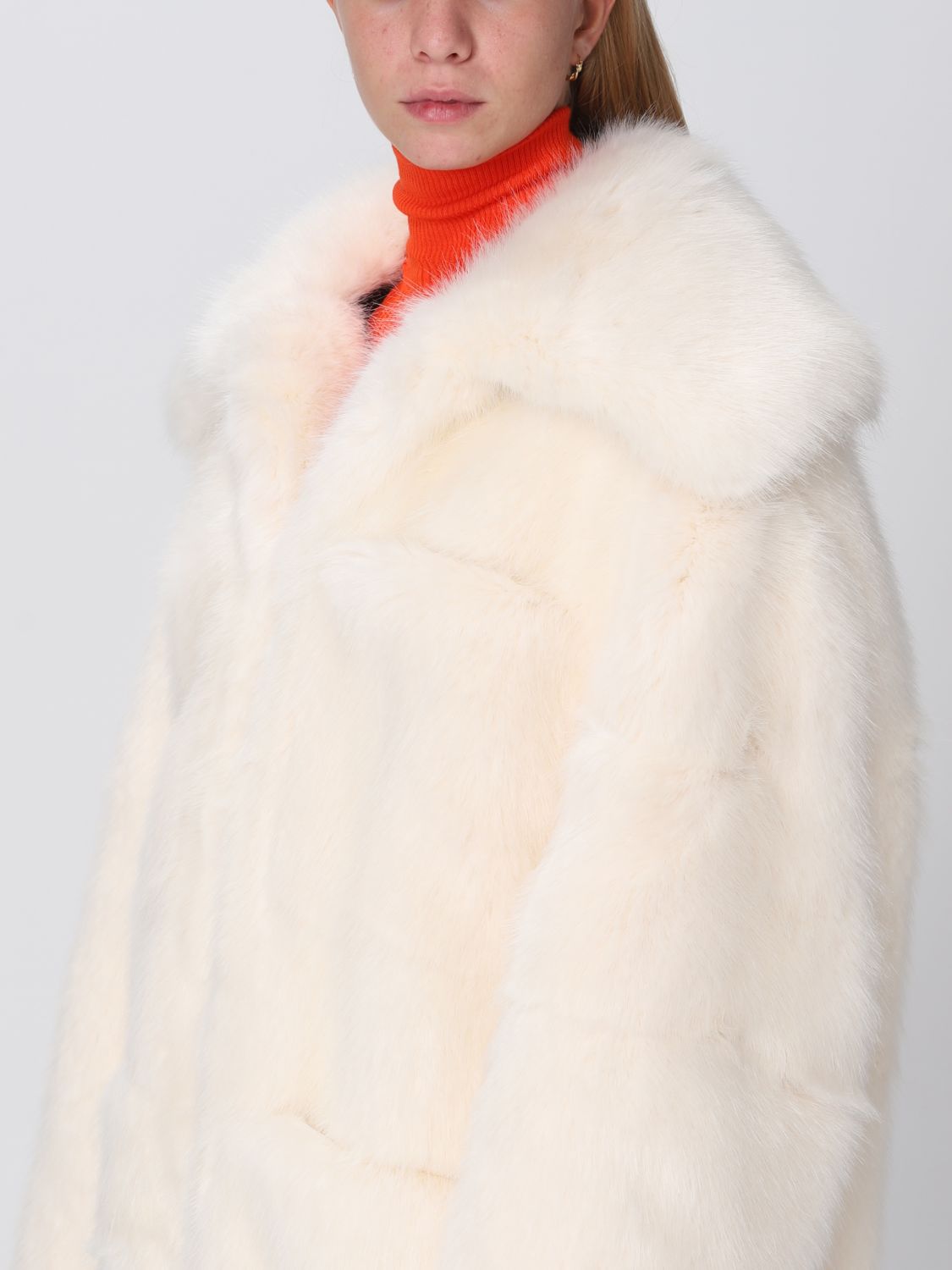 Fur Coats Woman color Yellow Cream