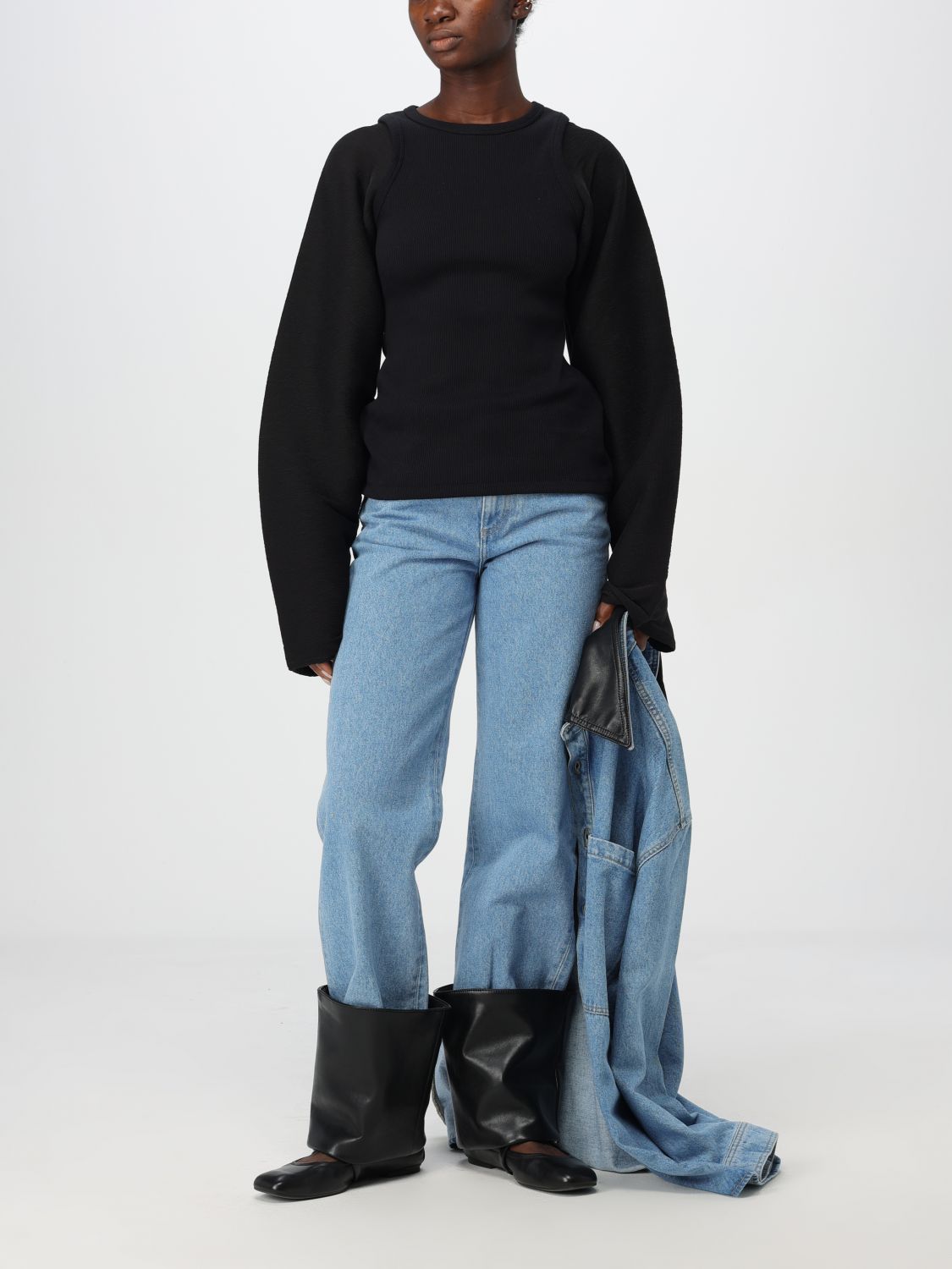 Turn-up detailed straight-leg jeans - Blue