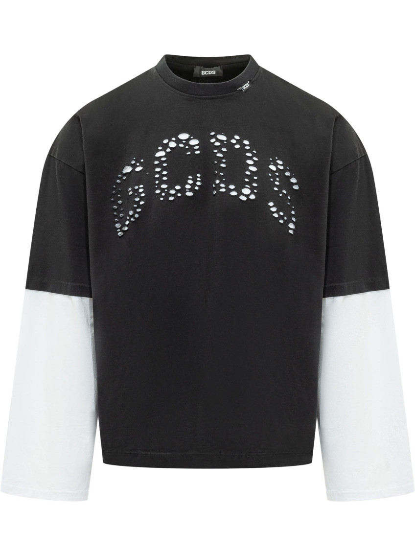 Over T-shirt In Cotton Jersey With Perforated Logo