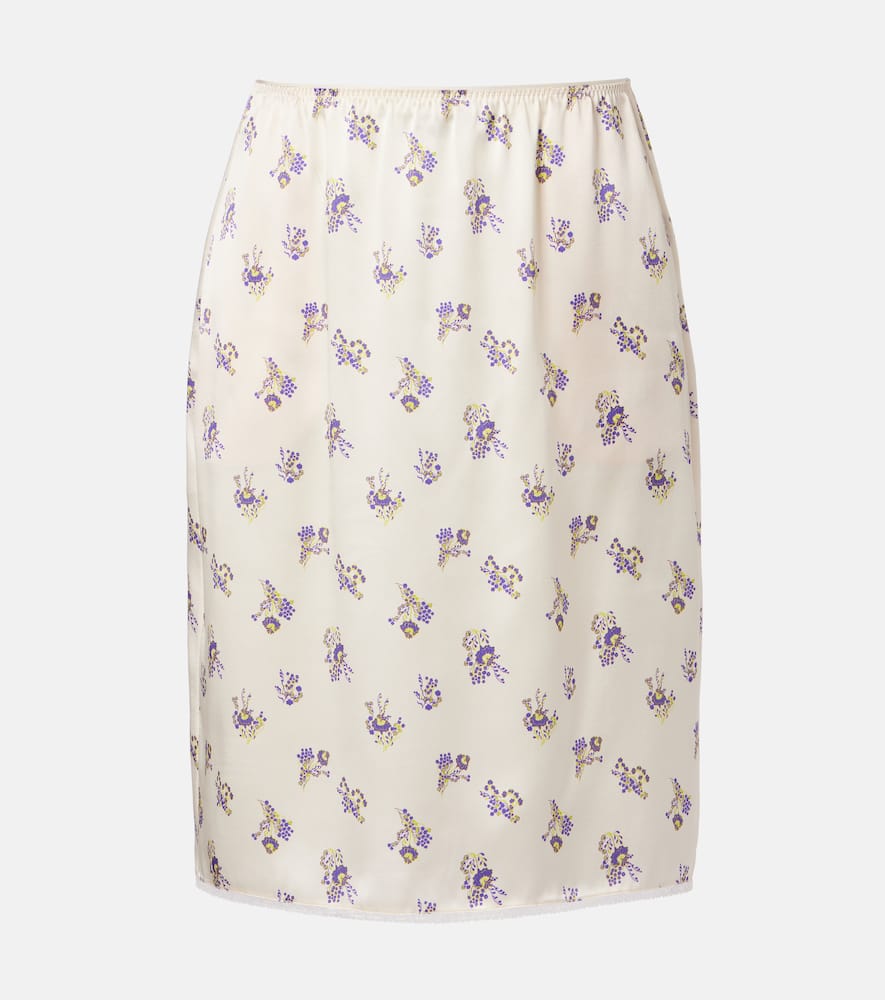 Shiny Daydream silk satin midi skirt