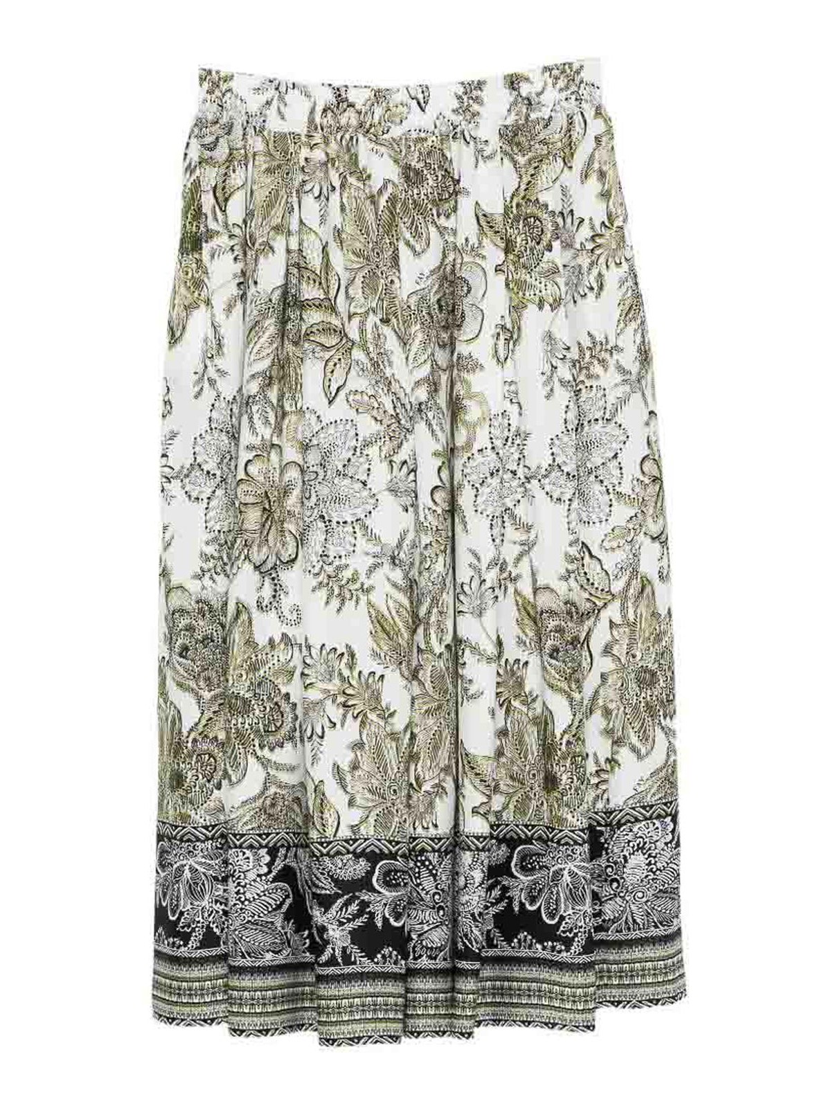 LONG SKIRT WITH ELASTIC WAIST White Cotton - Women