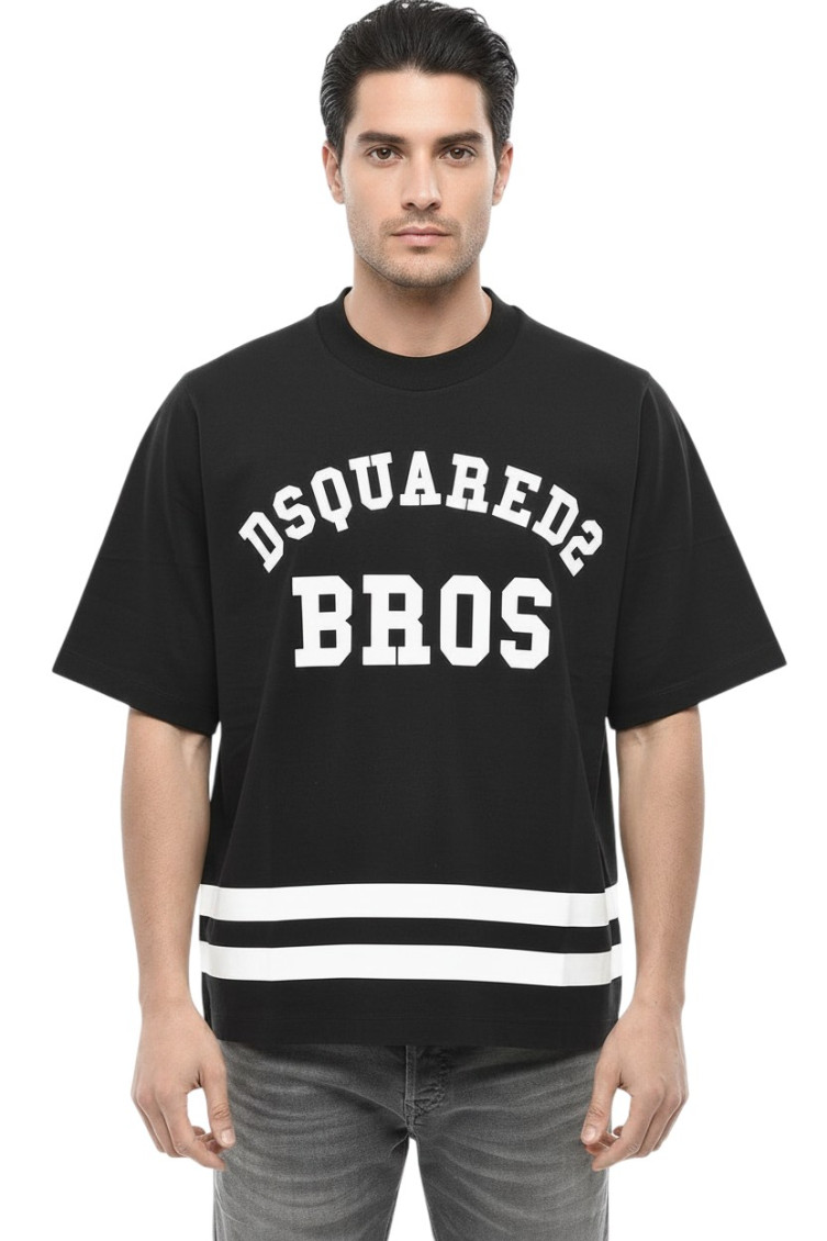 Logo Printed Striped Crewneck T-shirt