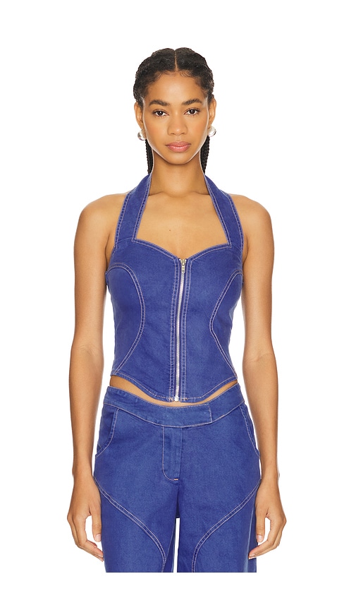 BY.DYLN BIKINI-OBERTEIL MIT BUSTIER RAMONA in Denim-Dark. Größe XS. Also in