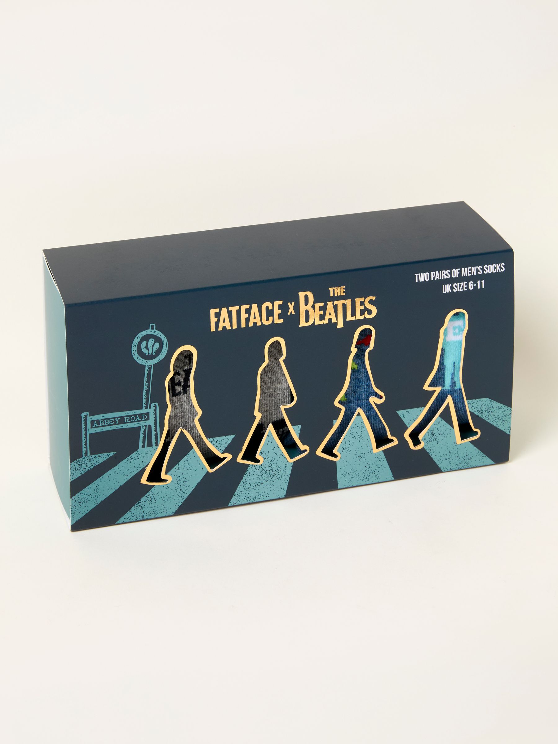 FatFace Blue Marl Two Pack Beatles Socks in a Box