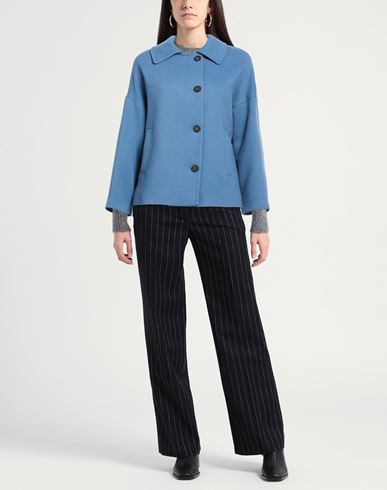 Woman Coat Slate blue Size 6 Polyester, Viscose, Elastane