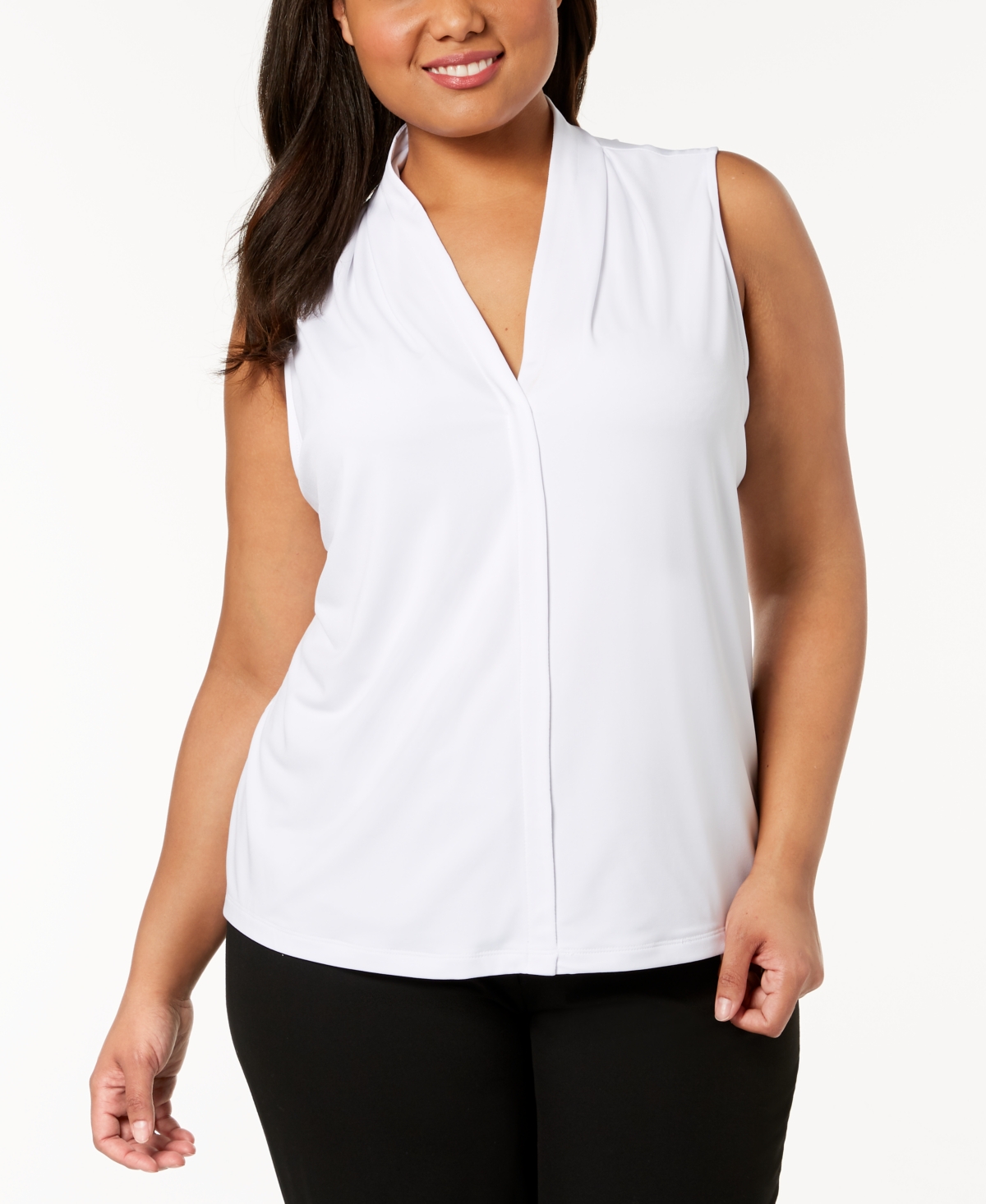 Plus Size V-Neck Top - White