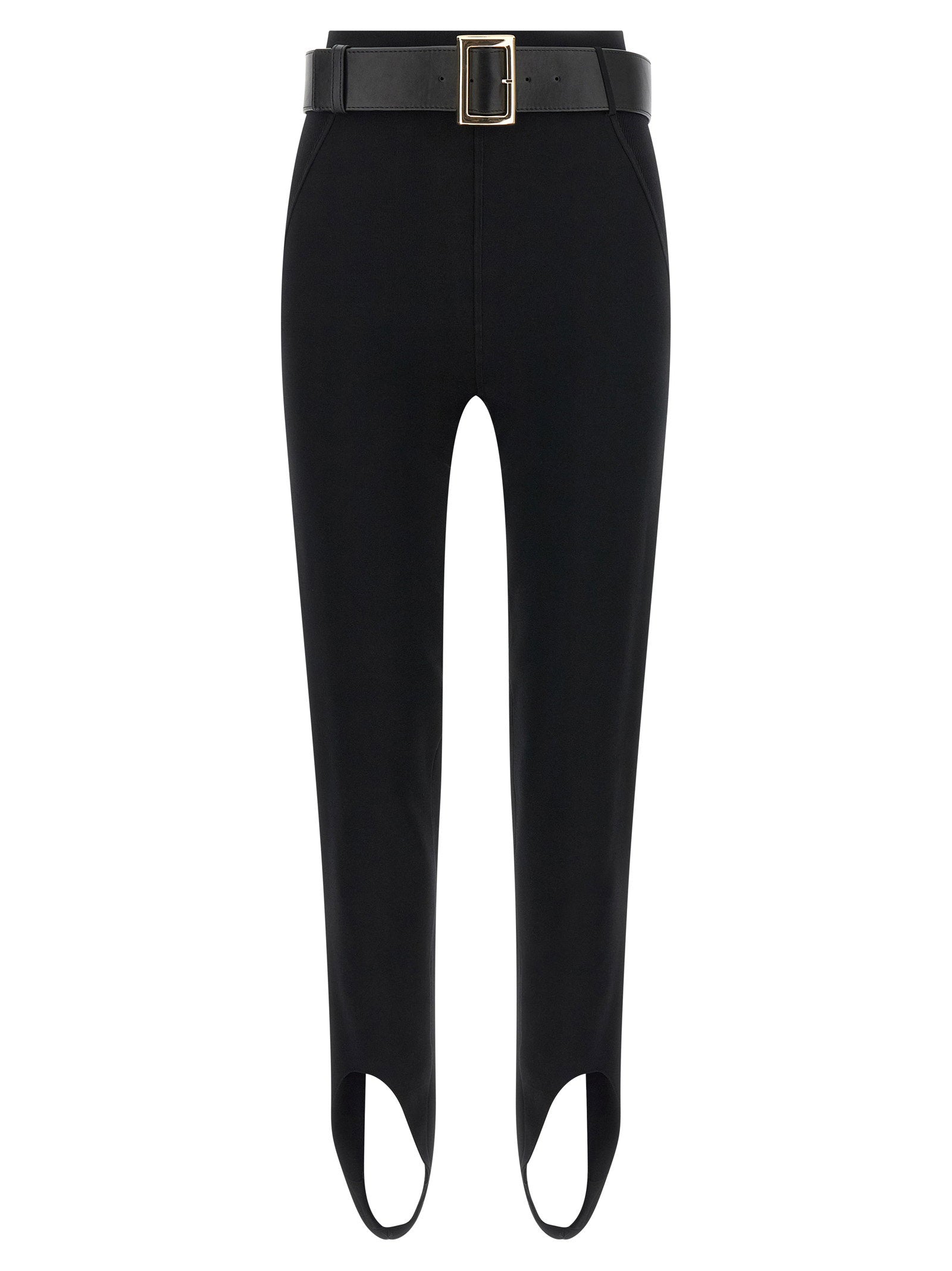 Stirrup Stretch Knit Leggings — Black