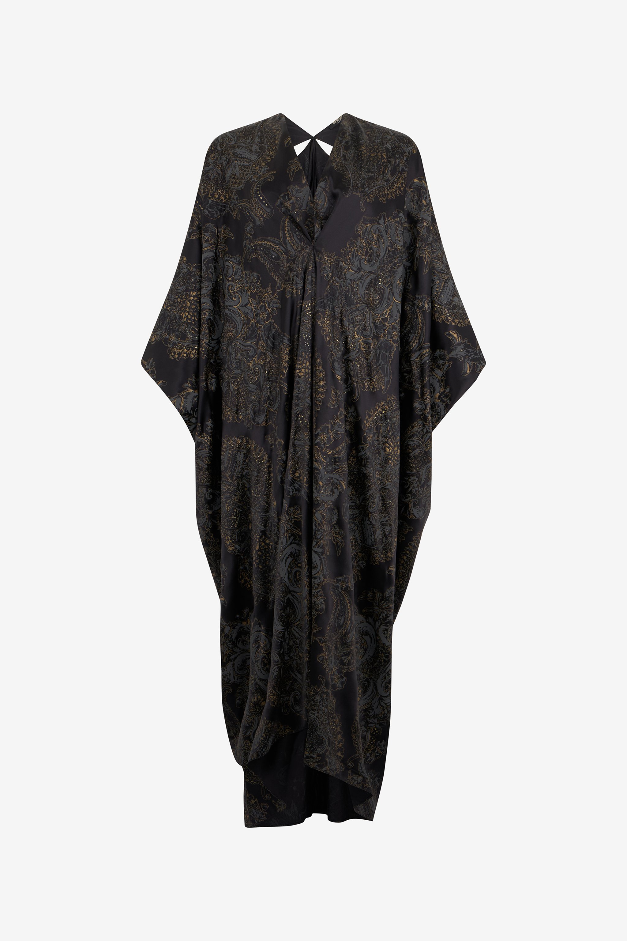 Ornamental Black Silk Kaftan
