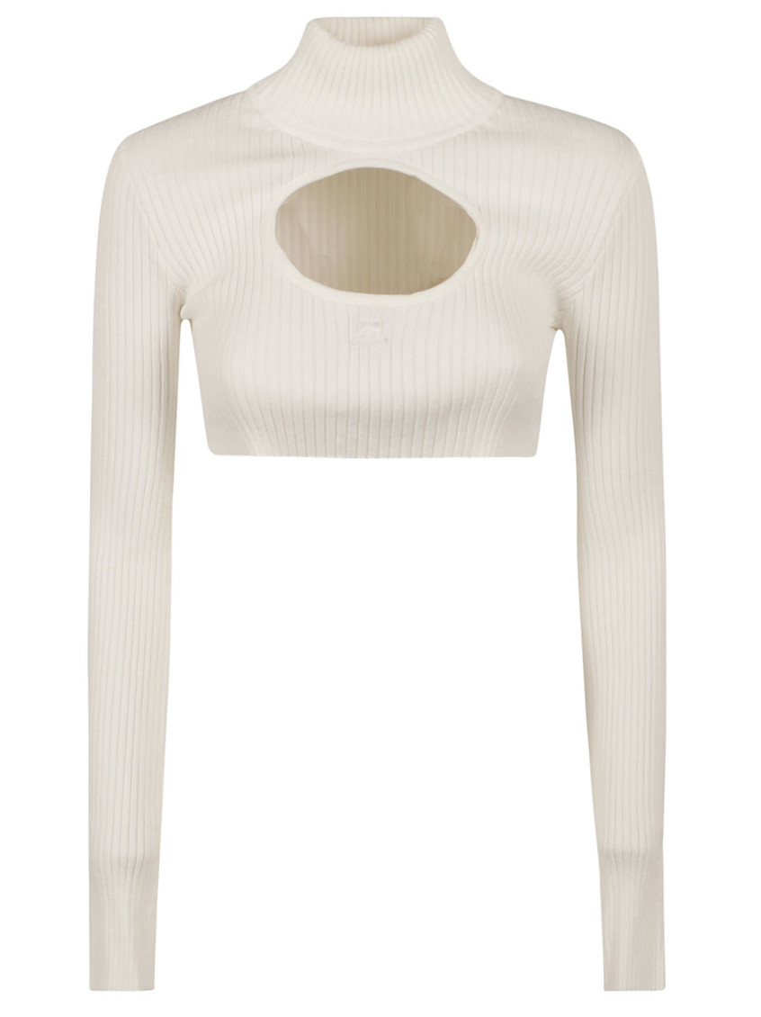Cut-out Detail Turtleneck Cropped Sweater