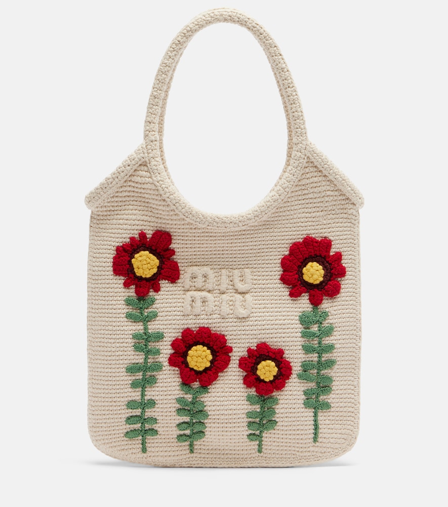 Ivy embroidered crochet tote bag