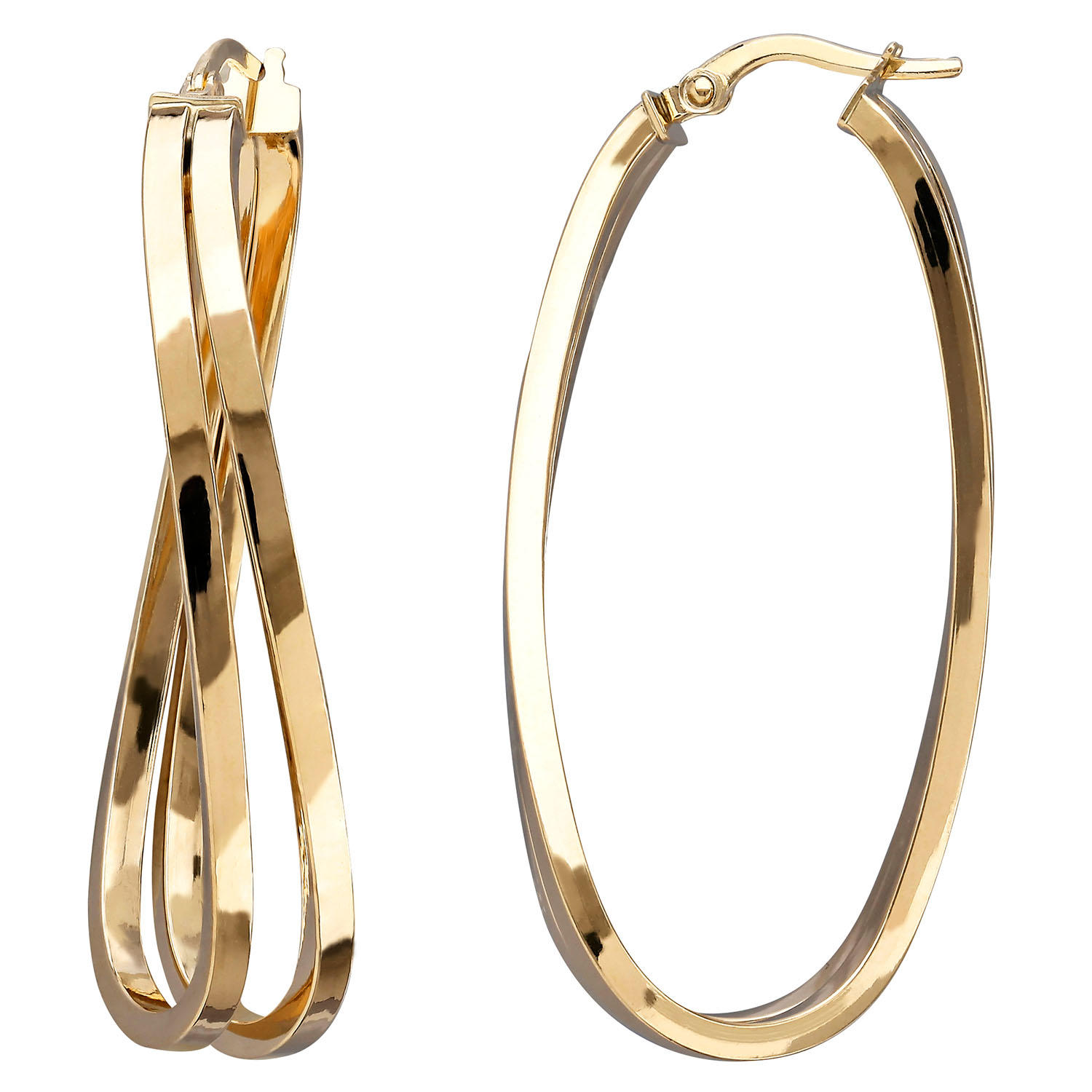 14KItalianGoldDoubleCurveHoopYellowGold