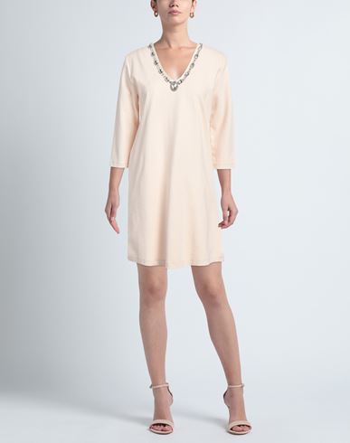 Woman Mini dress Beige Size M Viscose, Polyamide, Elastane