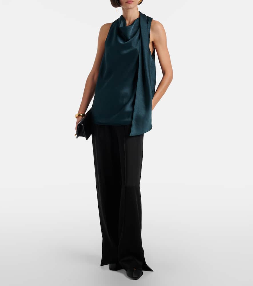 Scarf-detail satin top