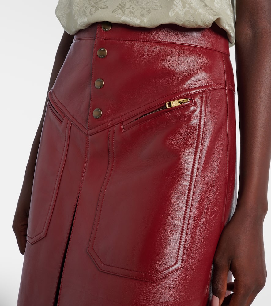 Chloé Leather midi skirt
