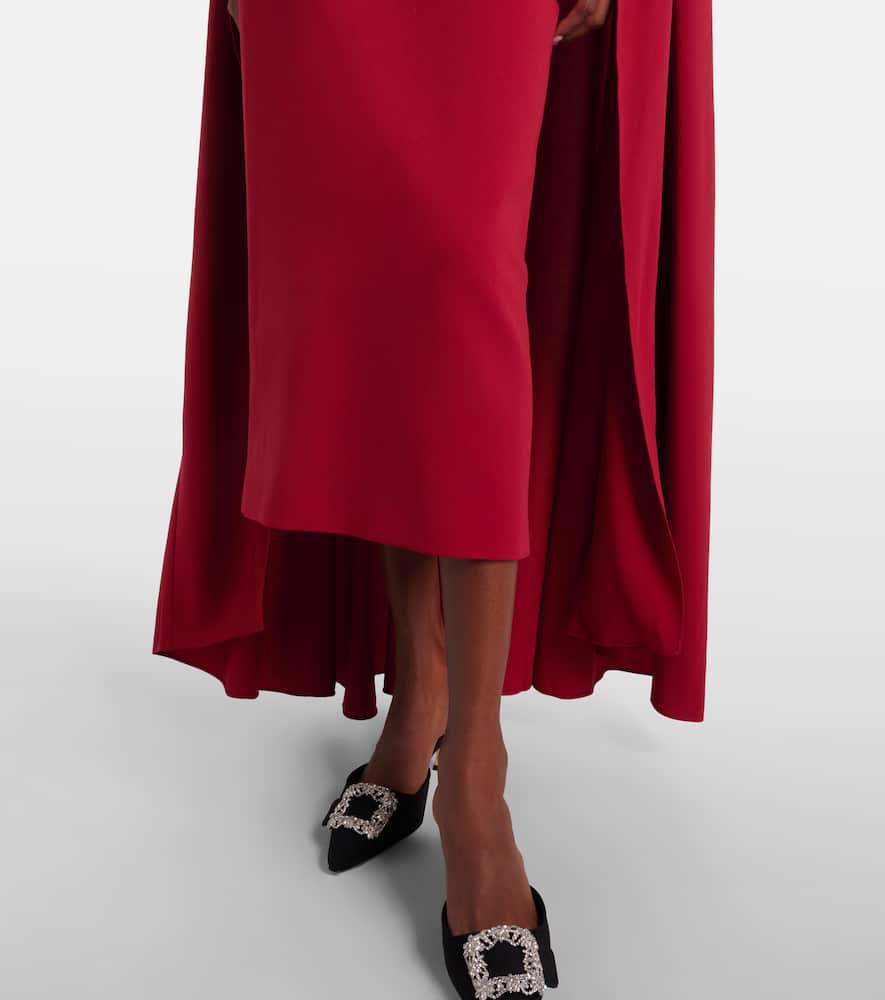 Neolitsea caped crêpe cocktail dress