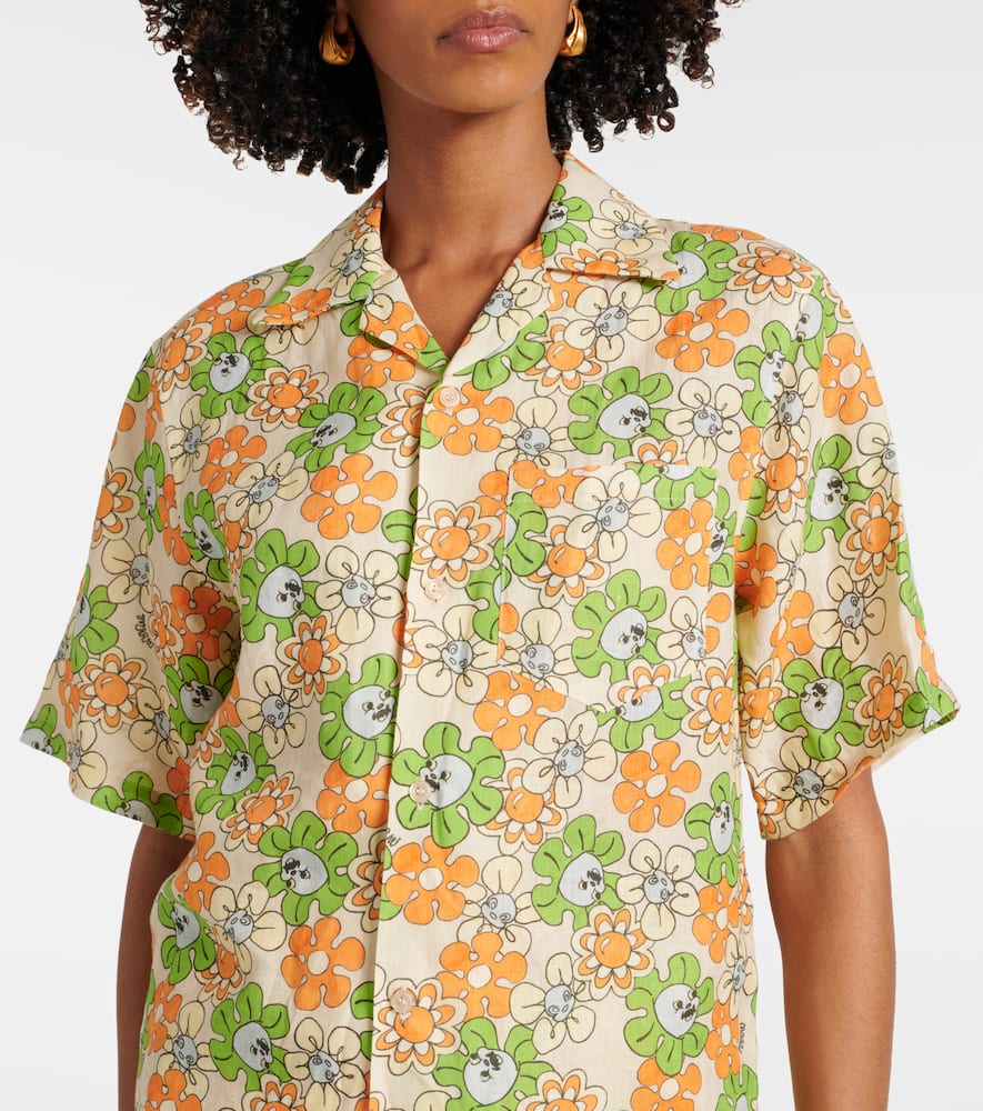 Floral linen bowling shirt