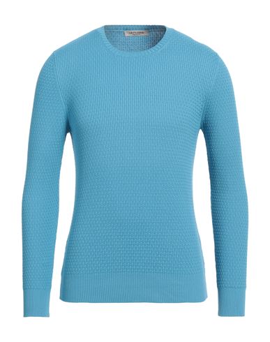 La Fileria Man Sweater Azure Size 36 Cotton