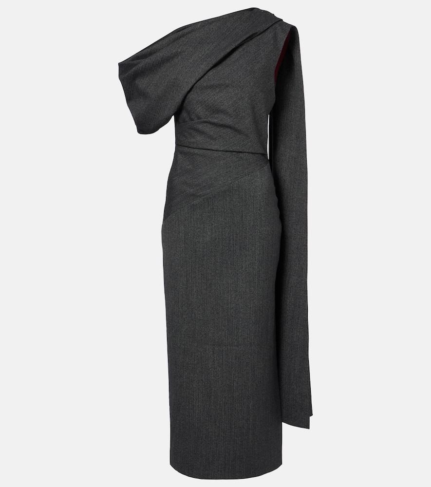 Maite herringbone draped midi dress