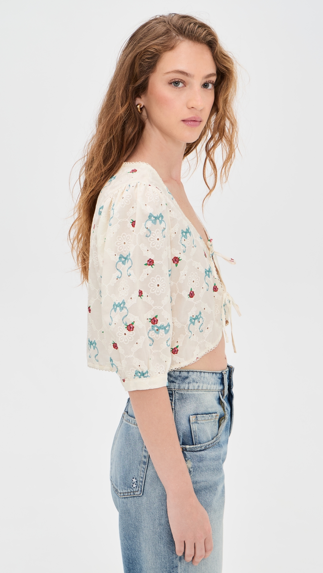 Salem Cherish Eyelet Crop Top Multicolor