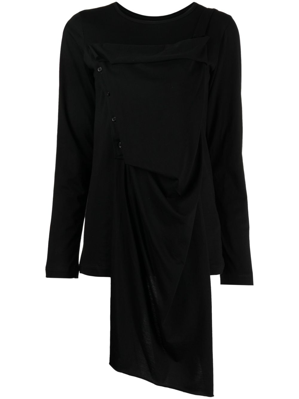 Asymmetric-design cotton top - Black
