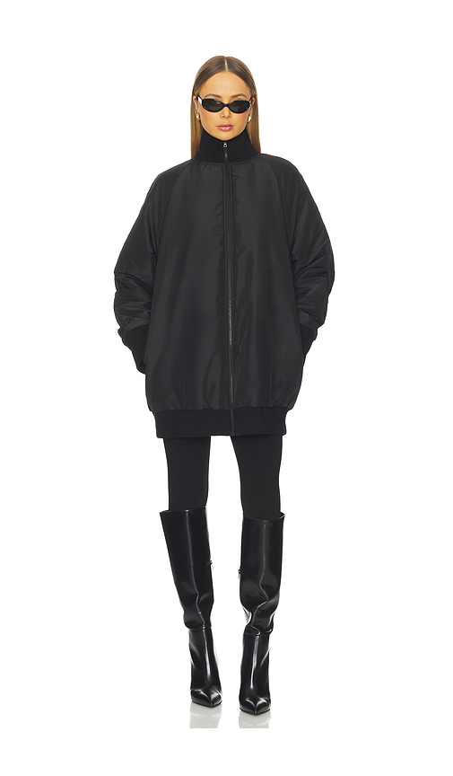 Norma Kamali Oversized Turtleneck Bomber Jacket in Black - Black. XS also in L