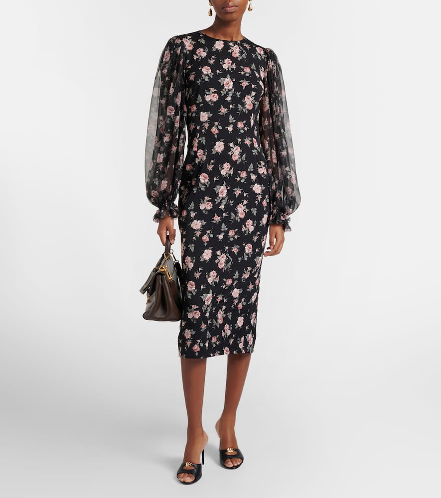 Floral silk-blend midi dress