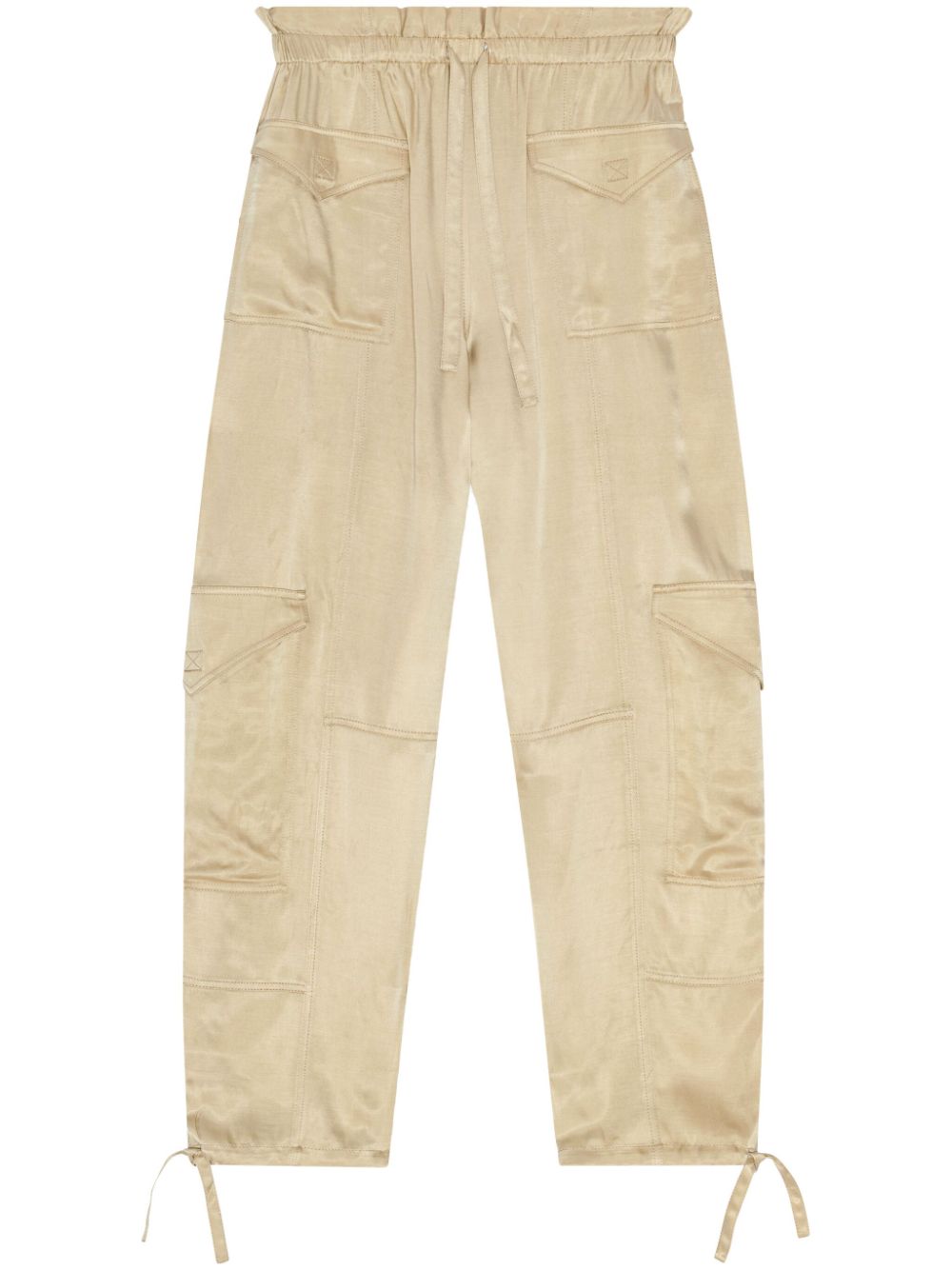 Elasticated-waist satin trousers - Neutrals