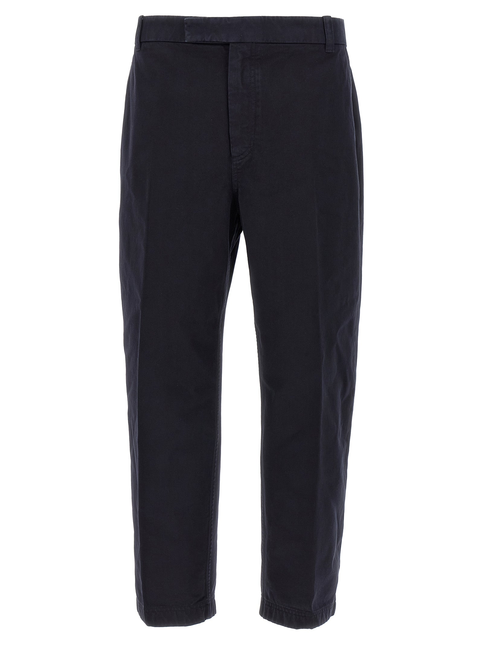 Cotton Straight-Leg Trousers — Blue