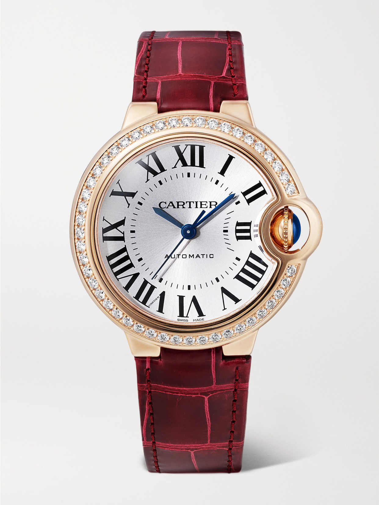 Ballon Bleu De Automatic 33mm 18-karat Rose Gold, Alligator And Diamond Watch - One size
