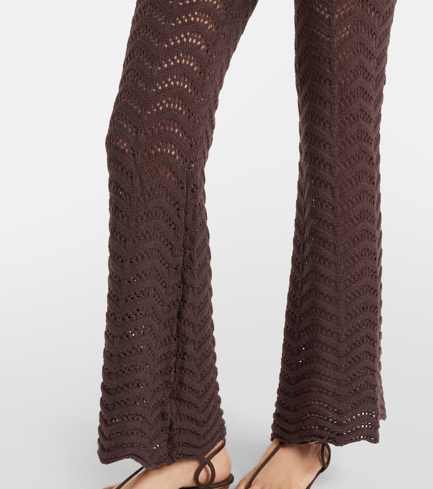 Kim open-knit cotton-blend flared pants