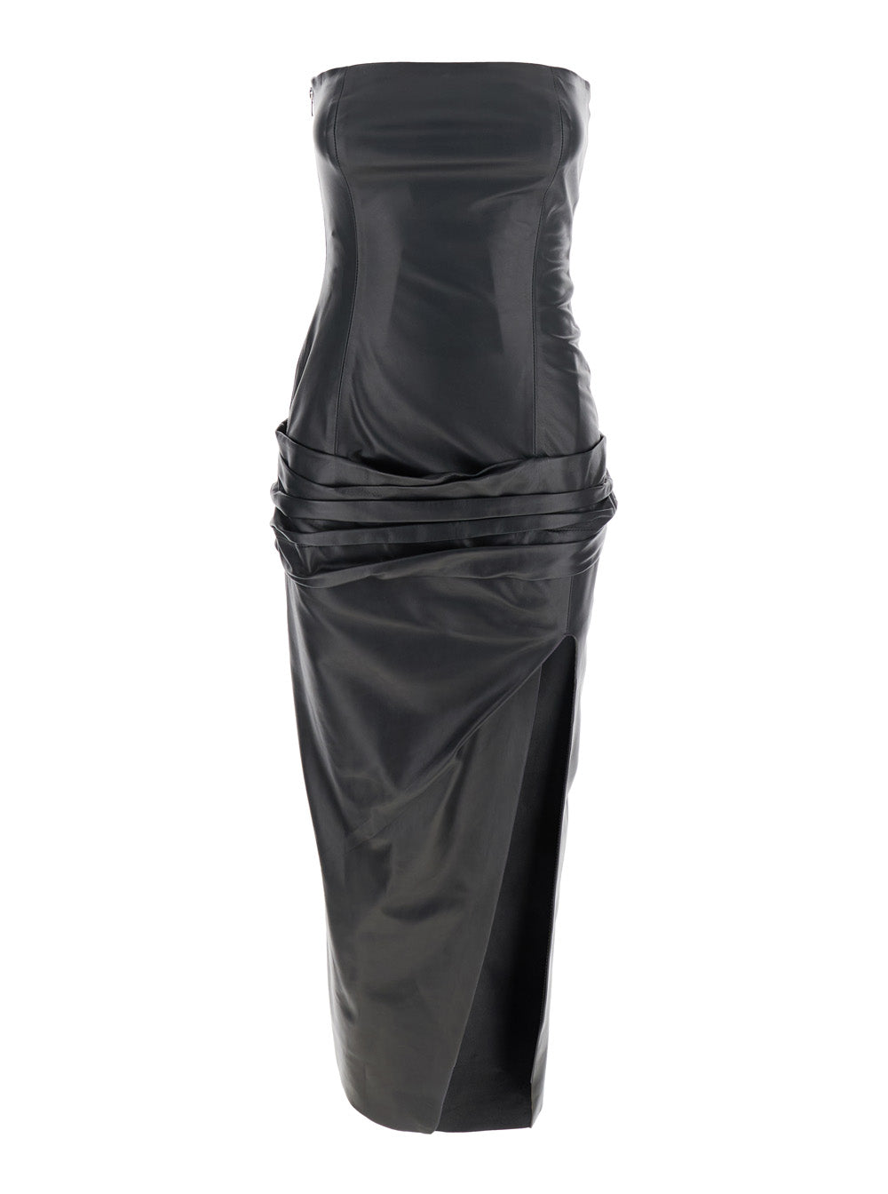 Leather Off-Shoulder Dress — Black