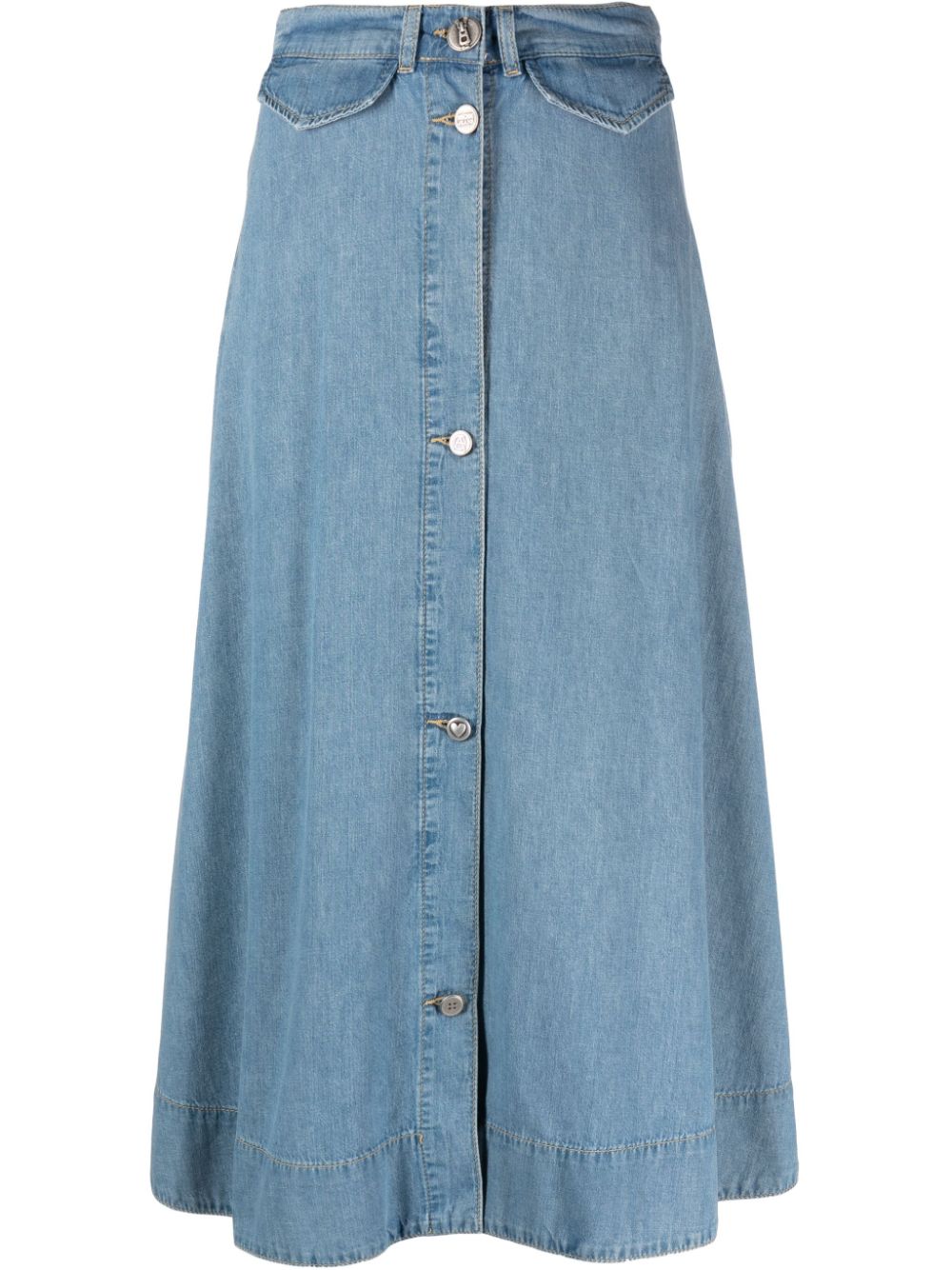 A-line buttoned denim skirt - Blue