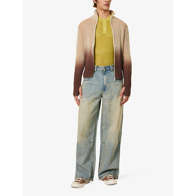 Mens Union Jack Union Jack Colossus Brand-embroidered Relaxed-fit Wide-leg Jeans