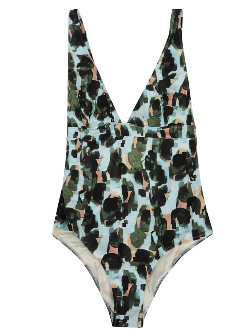 Multi Color Crossy Printed One-piece Swimsuit