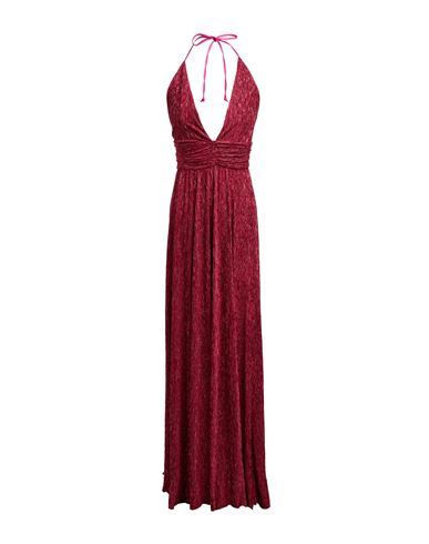 Woman Maxi dress Burgundy Size L Polyester, Elastane